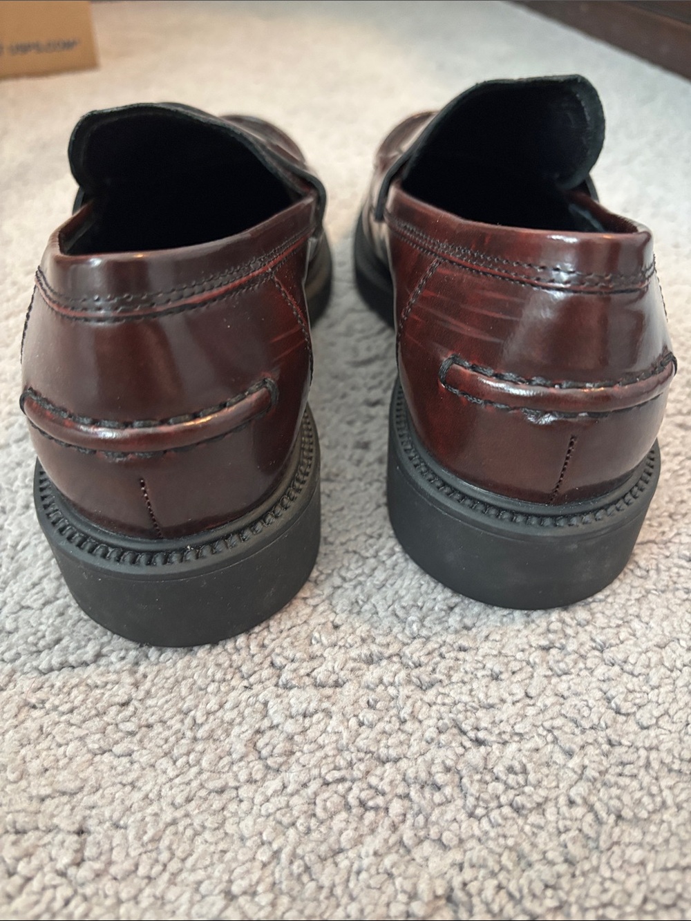 Women’s Burgundy Leather Penny Loafers - Picture 2 of 4